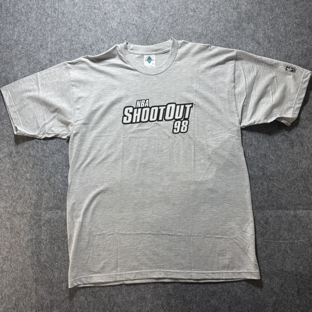 Vintage NBA ShootOut 98 Shirt Mens XL‎ Gray NBA Basketball PlayStation Promo 90s